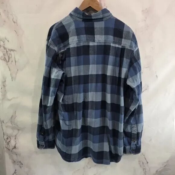 Carhartt Shirt Mens Large Blue Flannel Long Sleeve Button Down Plaid Relaxed - Picture 4 of 5